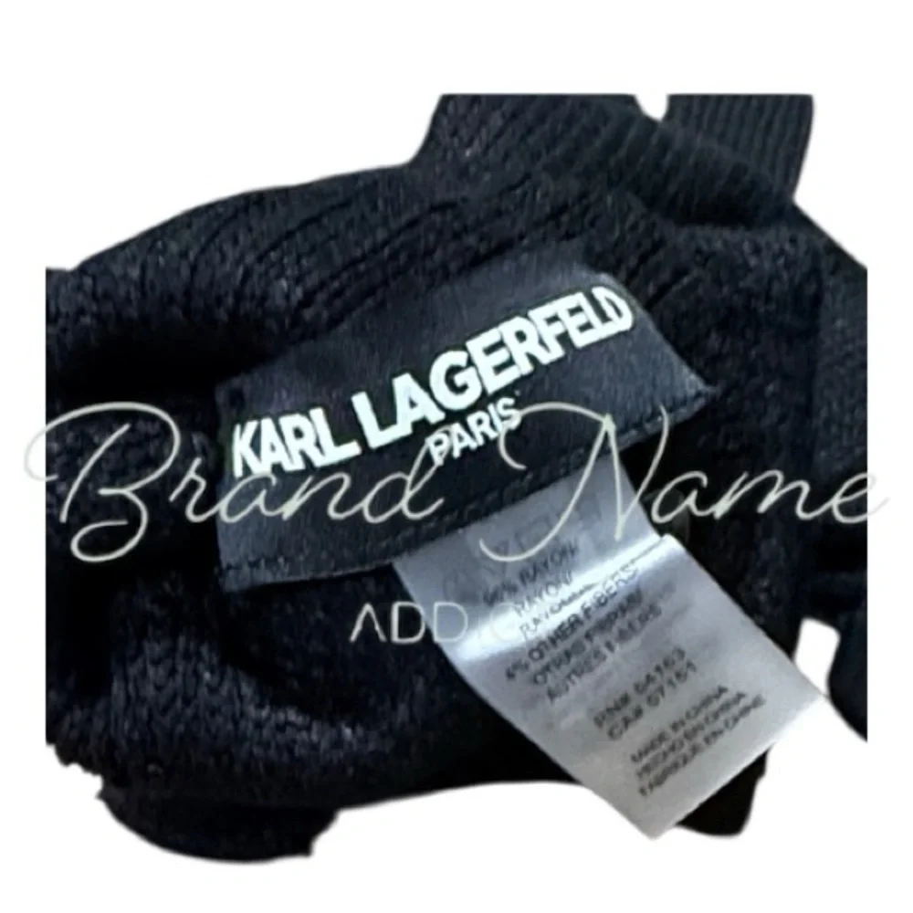 PRICE IS FIRM - Karl Lagerfeld Black Knit Gloves with Crystal Logo